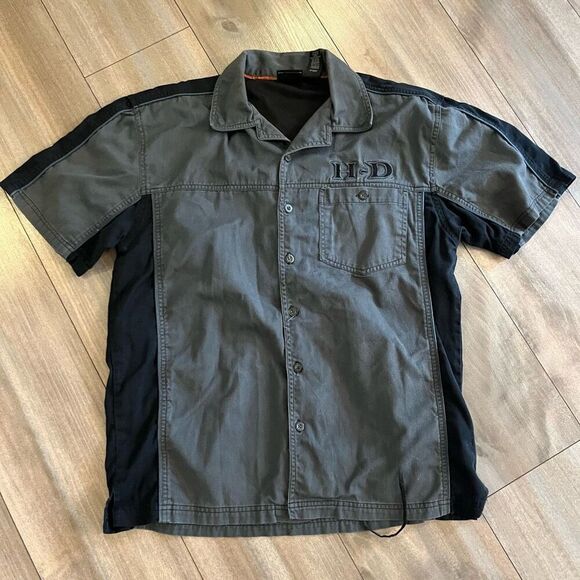 Harley Davidson Grey Buttonup Shirt Men Medium Bin G-42 - Picture 1 of 7